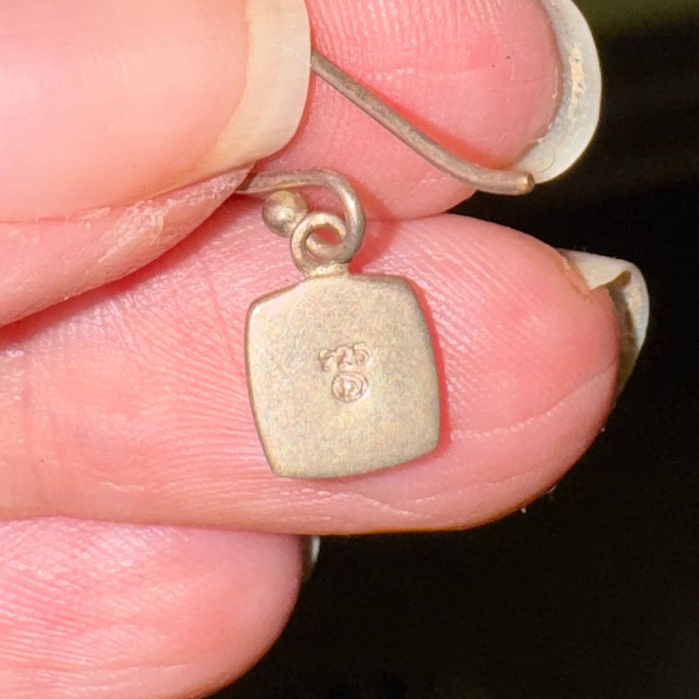 Retired James Avery Sterling Silver Square Drop Earrings - Vintage Matte Finish
